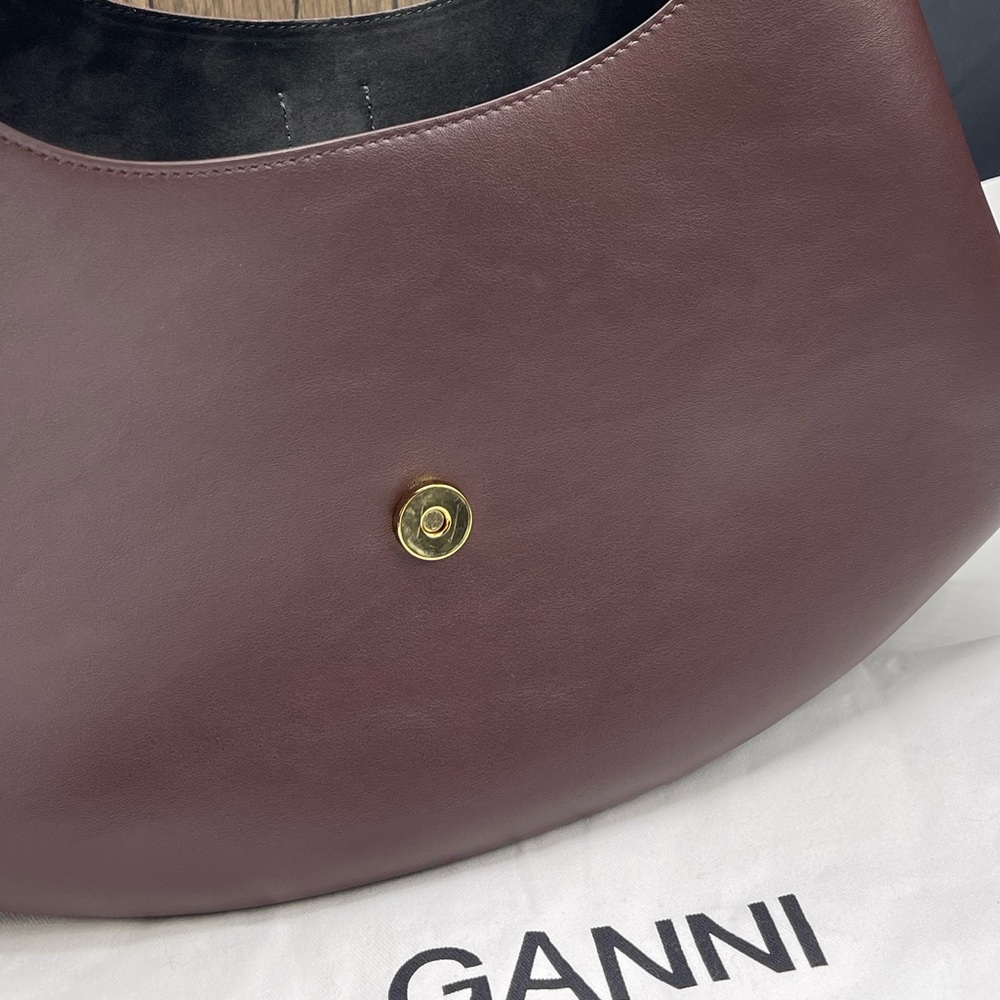 GANNI Butterfly Logo Chicory Coffee Small Kat Shoulder Bag #A7302 - Picture 10 of 15